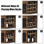 Meuble Bar à Vin Industriel Gris à 3 Niveaux (12+ Bouteilles) 91,4 cm H x 61 cm L x 38,1 cm P, Casier Détachable, 9 Supports à Verres et Étagères Réglables pour Maison/Bar
