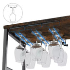 Meuble Bar à Vin Industriel Gris à 3 Niveaux (12+ Bouteilles) 91,4 cm H x 61 cm L x 38,1 cm P, Casier Détachable, 9 Supports à Verres et Étagères Réglables pour Maison/Bar