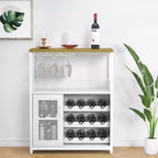 Meuble Bar à Vin Industriel Gris à 3 Niveaux (12+ Bouteilles) 91,4 cm H x 61 cm L x 38,1 cm P, Casier Détachable, 9 Supports à Verres et Étagères Réglables pour Maison/Bar