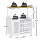 Meuble Bar à Vin Industriel Gris à 3 Niveaux (12+ Bouteilles) 91,4 cm H x 61 cm L x 38,1 cm P, Casier Détachable, 9 Supports à Verres et Étagères Réglables pour Maison/Bar
