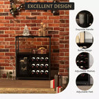 Meuble Bar à Vin Industriel Gris à 3 Niveaux (12+ Bouteilles) 91,4 cm H x 61 cm L x 38,1 cm P, Casier Détachable, 9 Supports à Verres et Étagères Réglables pour Maison/Bar