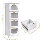 Meuble de salle de bain moderne et mince – 4 tiroirs de rangement avec façades semi-transparentes, MDF imperméable – S'adapte aux espaces étroits (33.1H) Montage facile