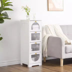 Meuble de salle de bain moderne et mince – 4 tiroirs de rangement avec façades semi-transparentes, MDF imperméable – S'adapte aux espaces étroits (33.1H) Montage facile