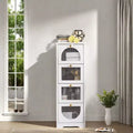 Meuble de salle de bain moderne et mince – 4 tiroirs de rangement avec façades semi-transparentes, MDF imperméable – S'adapte aux espaces étroits (33.1H) Montage facile