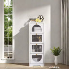 Meuble de salle de bain moderne et mince – 4 tiroirs de rangement avec façades semi-transparentes, MDF imperméable – S'adapte aux espaces étroits (33.1H) Montage facile