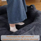 Lit convertible pour chien et humain pour adultes, grand lit de sieste 180x110x25 cm avec housse amovible en fausse fourrure lavable, transat portable pour la maison
