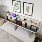 Cadre de lit Queen avec 4 tiroirs de rangement, cadre de lit plateforme en velours, support à lattes en bois, pas besoin de sommier, support de 450 kg, beige