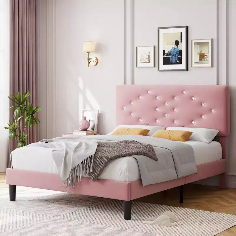 Velvet Upholstered Bed Frame