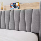 Cadre de lit rembourré avec tête de lit de rangement (taille double/grand lit)