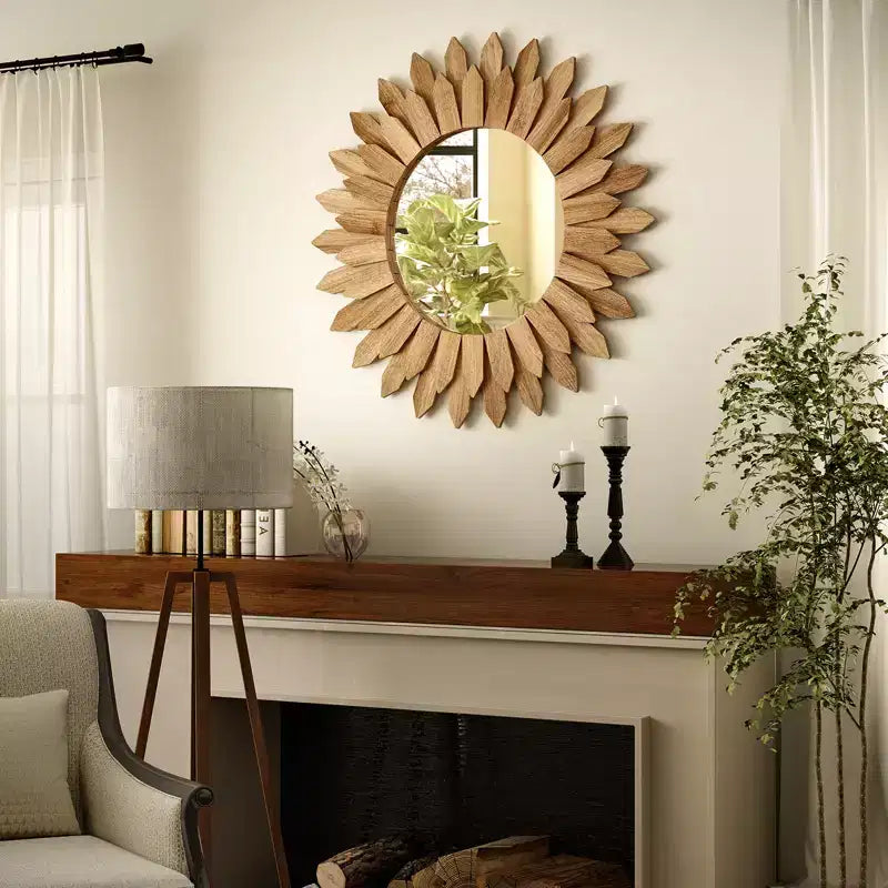 Miroir mural rond tournesol de 20 pouces