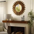 Miroir mural rond tournesol de 20 pouces