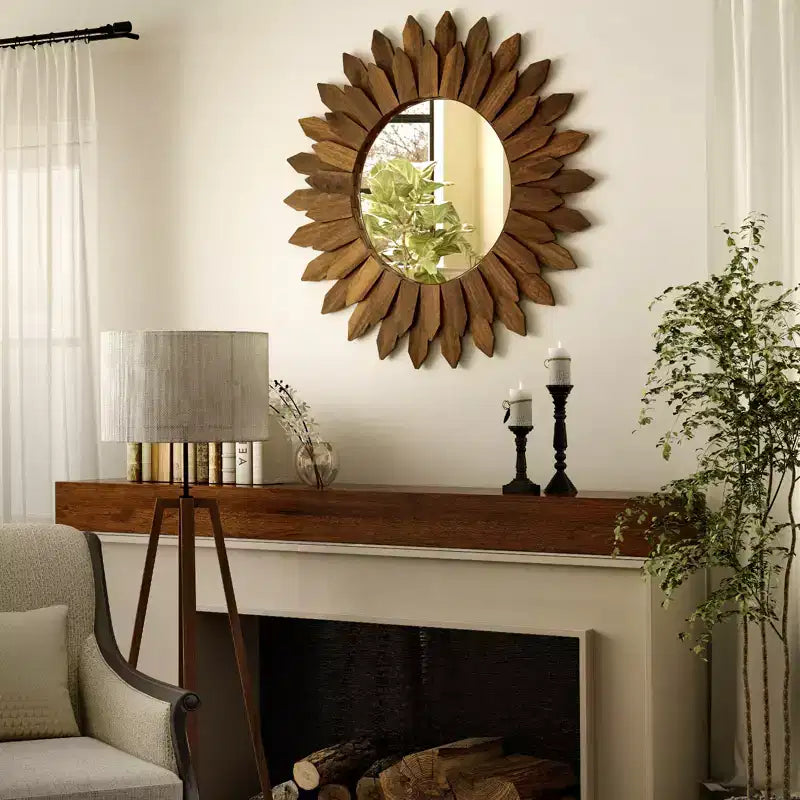 Miroir mural rond tournesol de 20 pouces