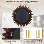 Miroir mural rond tournesol de 20 pouces