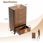 Commode haute cannelée à 5 tiroirs