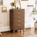 Commode haute cannelée à 5 tiroirs