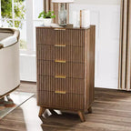 Commode haute cannelée à 5 tiroirs