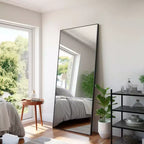 Miroir mural de salle de bain rectangulaire encadré en métal, 34" x 71"