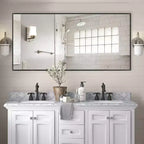 Miroir mural de salle de bain rectangulaire encadré en métal, 34" x 71"
