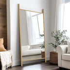 Miroir pleine longueur de 35" x 73" avec cadre en bois massif de style échelle