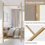 Miroir pleine longueur de 35" x 73" avec cadre en bois massif de style échelle