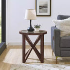 Table basse en verre, Ovale/Ronde - Plateau en verre trempé avec base en bois