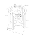 Table basse en verre, Ovale/Ronde - Plateau en verre trempé avec base en bois