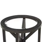 Table basse en verre, Ovale/Ronde - Plateau en verre trempé avec base en bois