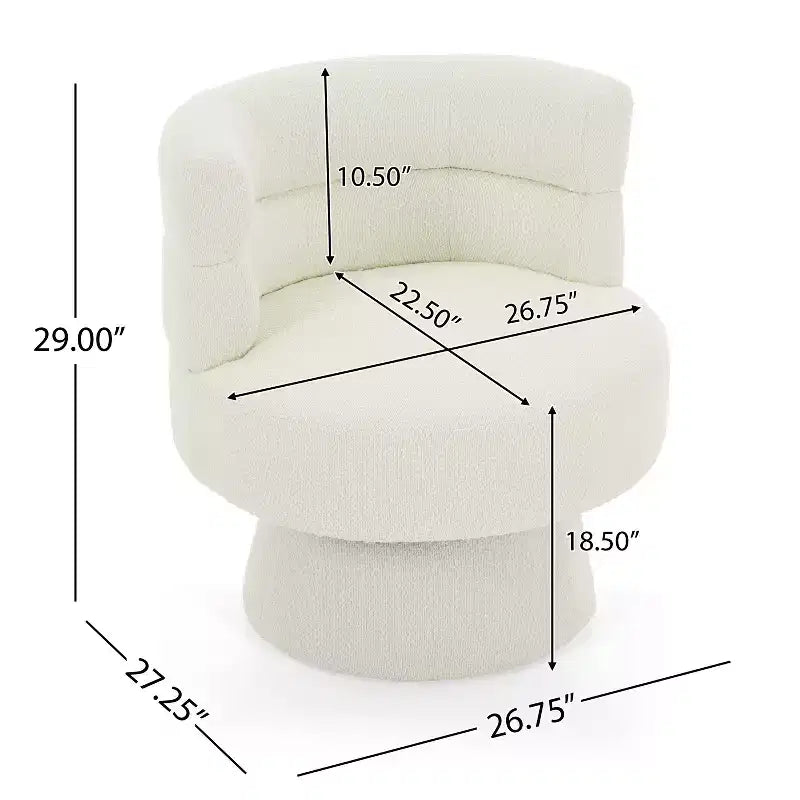 Fauteuil rembourré en bouclette pivotant à 360° contemporain