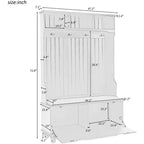 Banc d'entrée de 119 cm de large, portemanteau 4-en-1 avec rangement, 4 crochets et coussin, organisateur de chaussures peu encombrant pour buanderie, noir