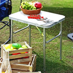 Table de camping pliante en aluminium 24"x17", hauteur réglable 9"-23", table portable légère
