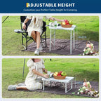 Table de camping pliante en aluminium 24"x17", hauteur réglable 9"-23", table portable légère