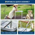 Table de camping pliante en aluminium 24"x17", hauteur réglable 9"-23", table portable légère