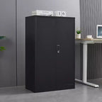 Armoire de rangement en métal, armoire de rangement de 42 pouces avec 2 étagères réglables et 2 portes verrouillables pour bureau, garage, maison