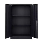 Armoire de rangement en métal, armoire de rangement de 42 pouces avec 2 étagères réglables et 2 portes verrouillables pour bureau, garage, maison