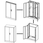 Armoire de rangement en métal, armoire de rangement de 42 pouces avec 2 étagères réglables et 2 portes verrouillables pour bureau, garage, maison